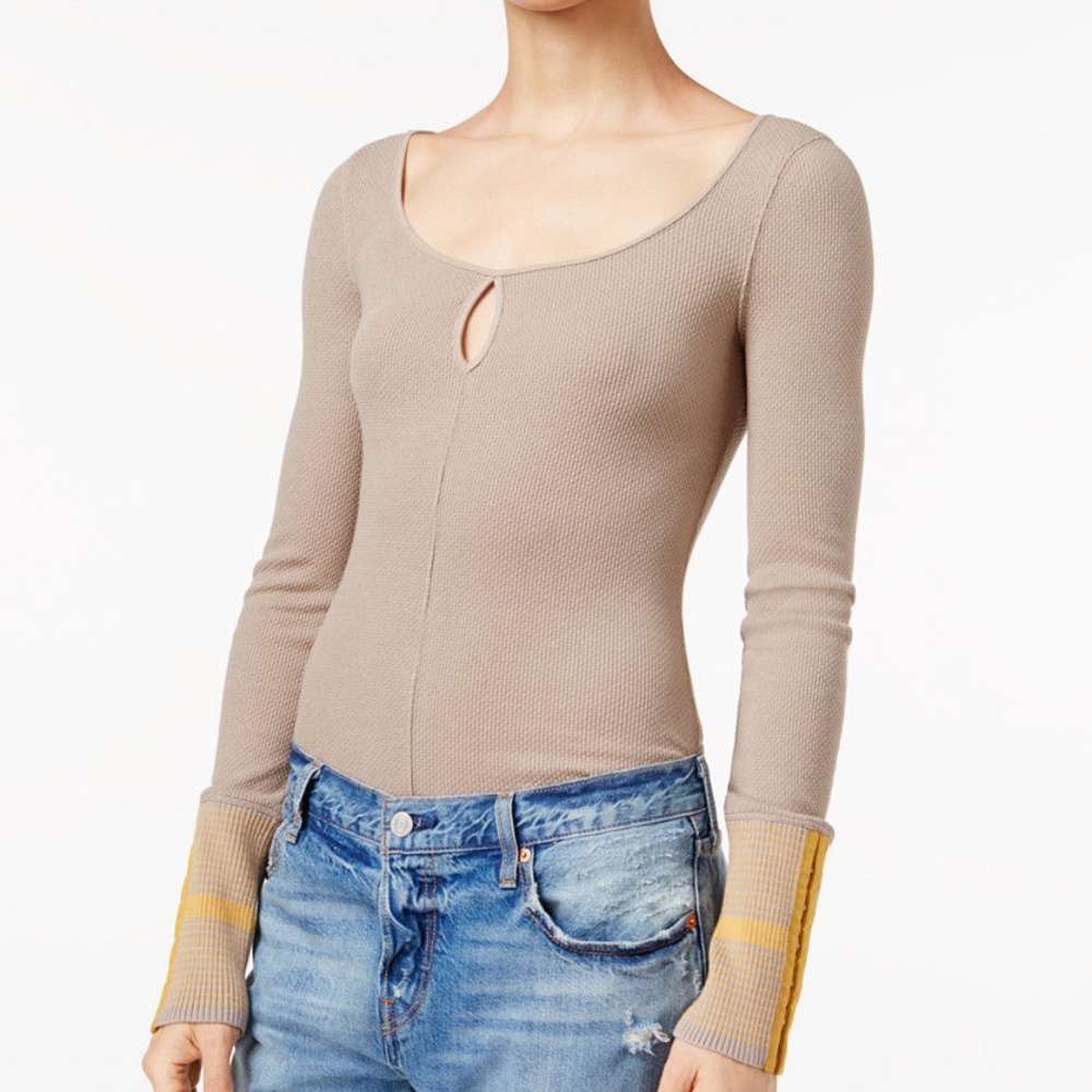 NWT Free People Mod Cuff Thermal Sweater Top NEW - Picture 2 of 4